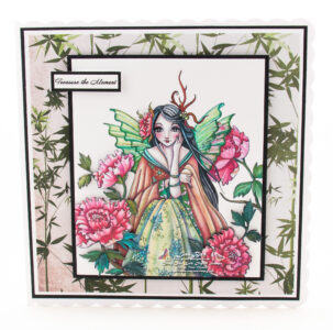 Handmade card using a digital image from Ching-Chou Kuik called Peony Dawn