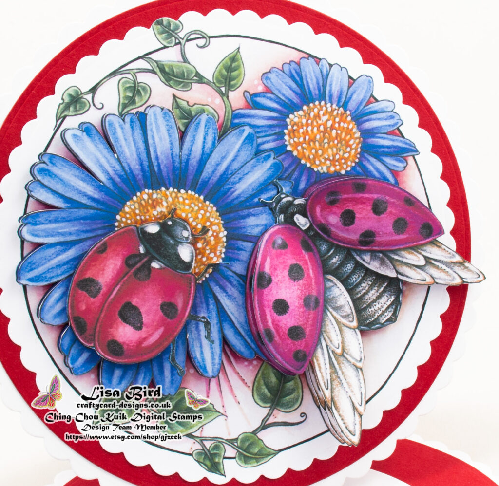 Handmade card using a digital image from Ching-Chou Kuik called Two Ladybugs