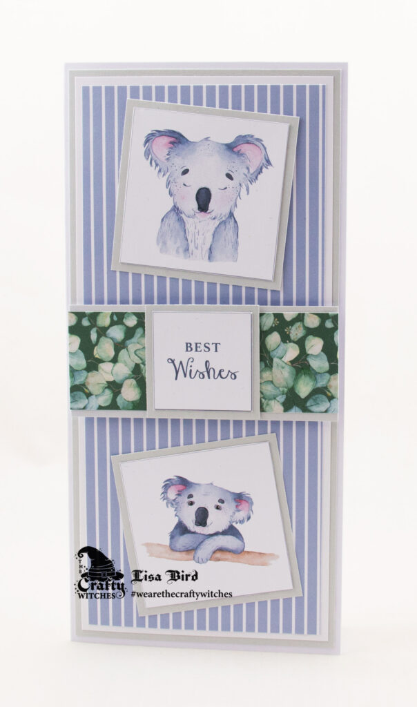Handmade card using Koala Cuddles collection from The Crafty Witches